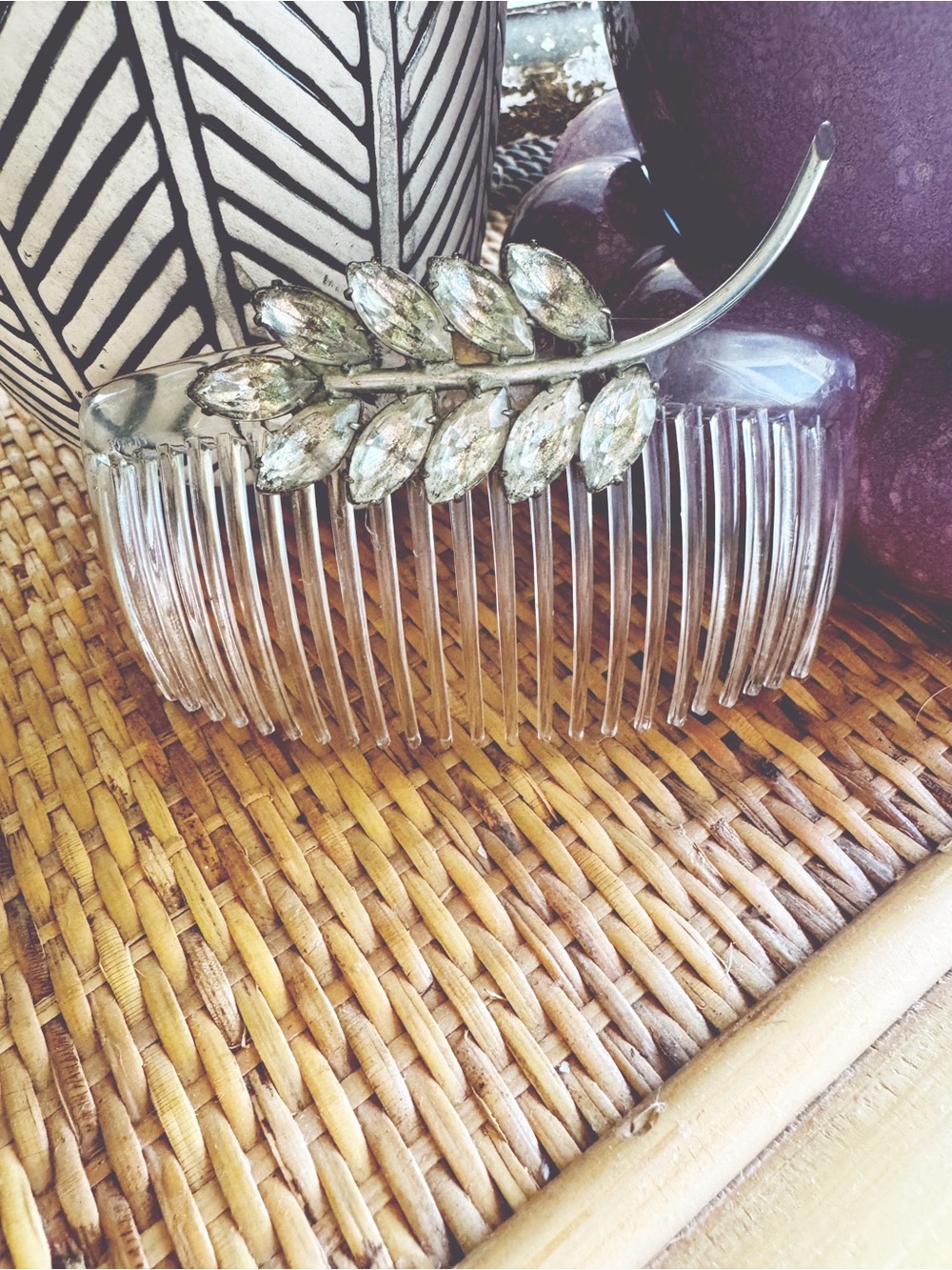 OOAK Vintage Rhinestone Hair Comb | Upcycled Clear Comb | Bridal/Bohème Hair